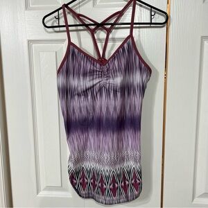 Prana Purple Ombre Strappy Wm L Yoga Activewear Top Rouch shelf bra Boho Hippie